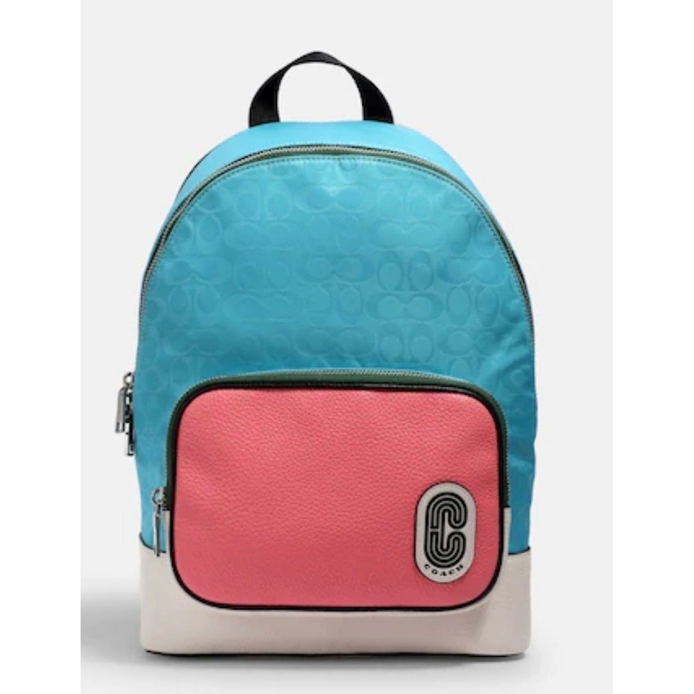 Court Backpack In Signature Nylon With Coach Patch NWT